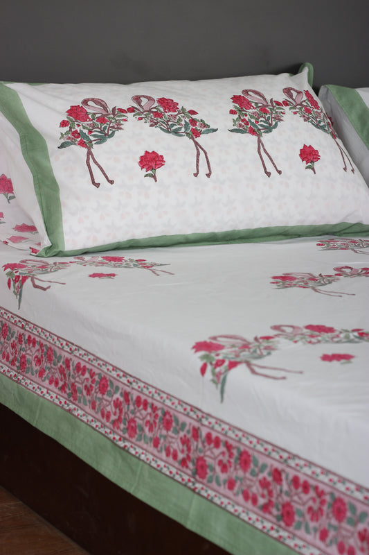 Flamingo Phool Cotton Bedsheet
