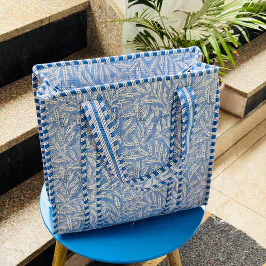 Blue Quilted Tote Bag