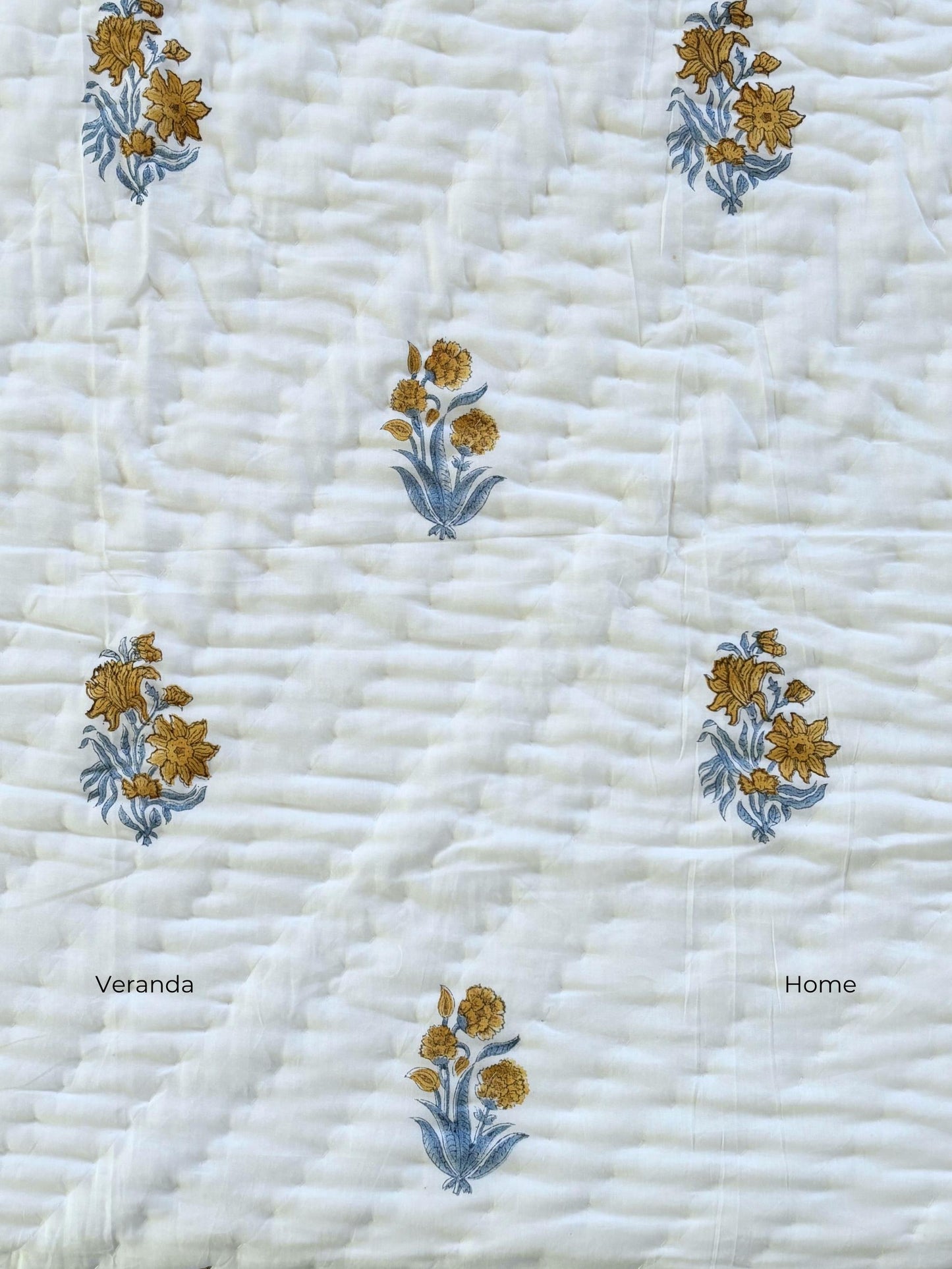 Blue block print quilt