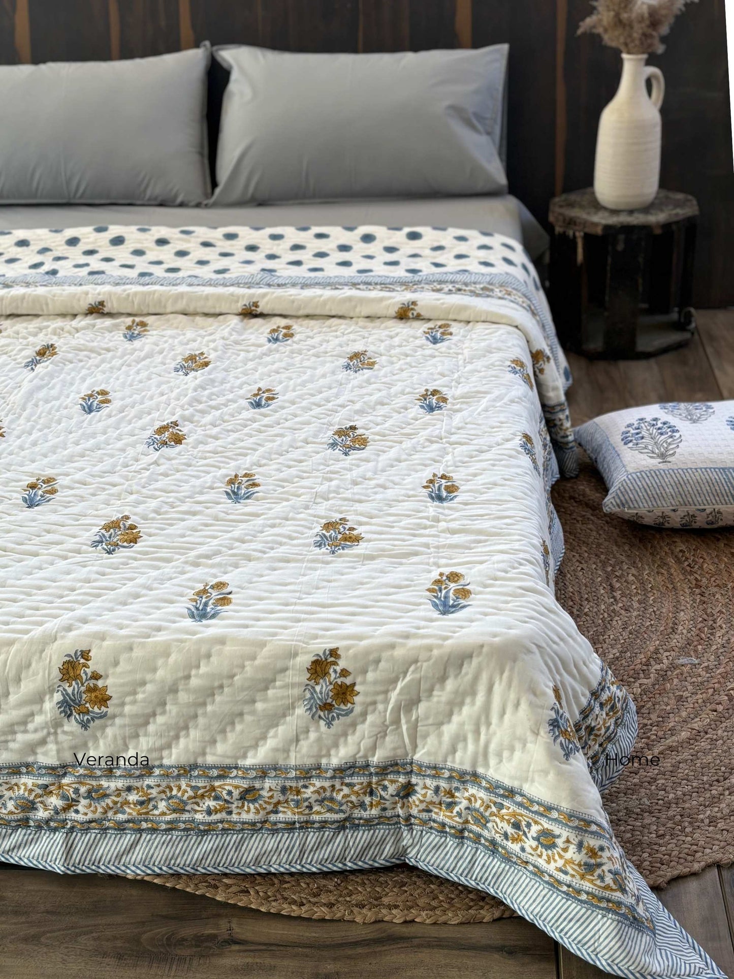 Blue Butti Mulmul Quilt