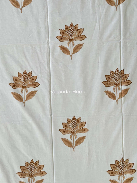Desert Lotus Block Print Bedsheet
