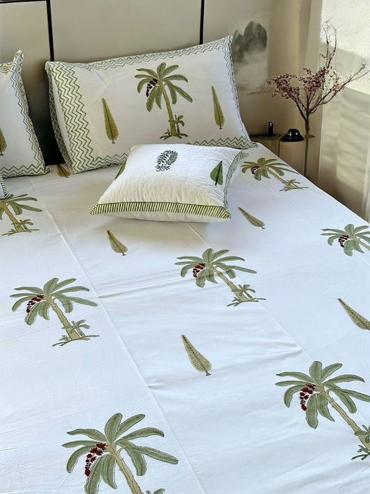 Palm Block Print Bedsheet