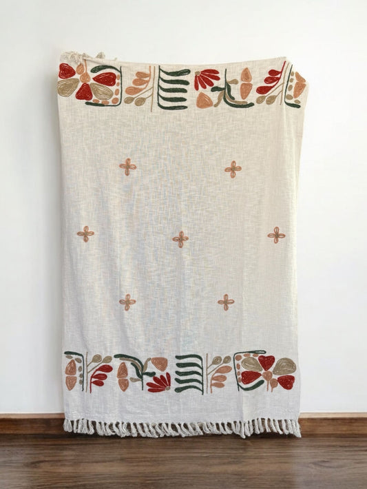 Cotton Embroidery Throw