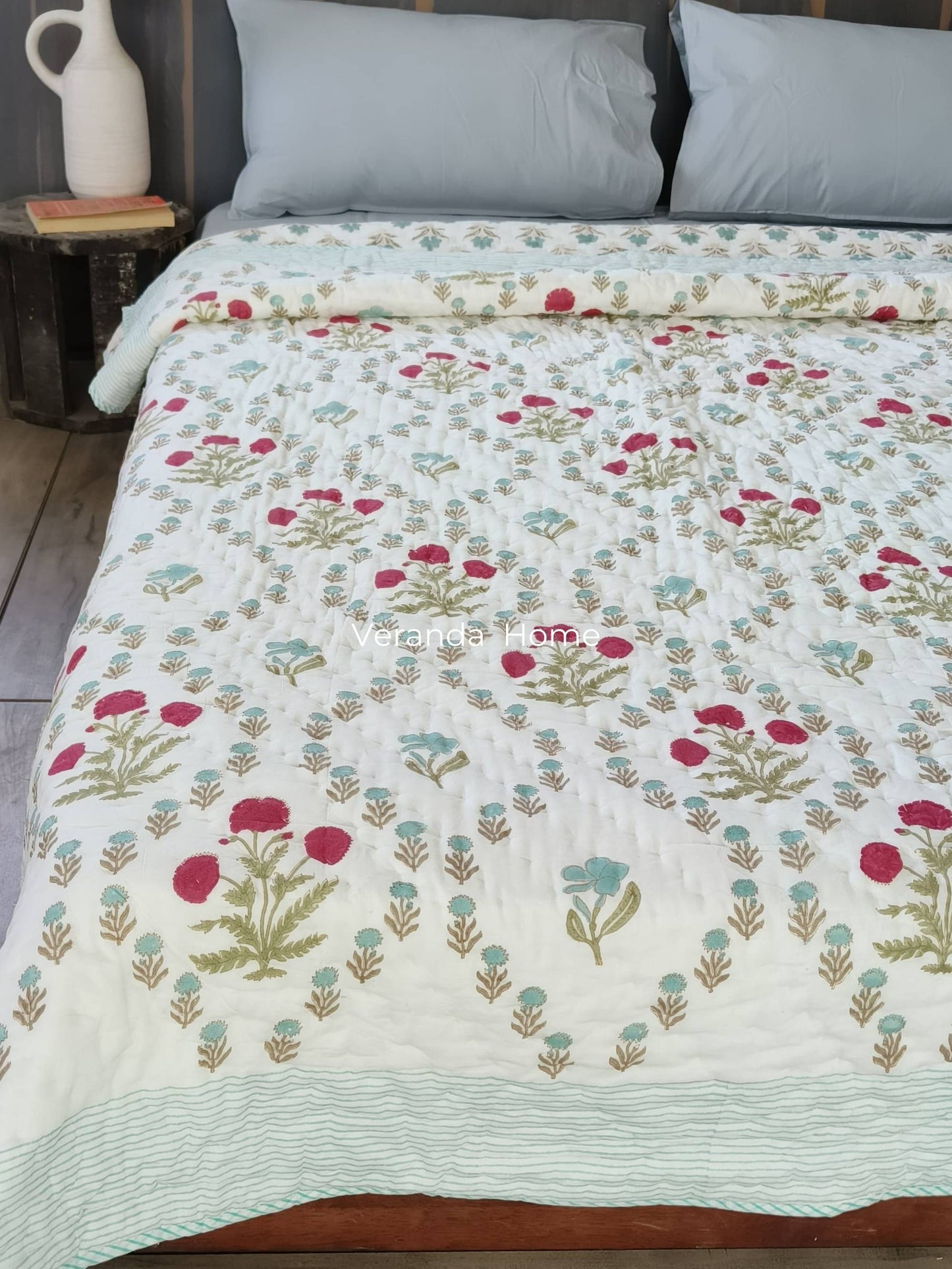 Green Jaal Mulmul Quilt