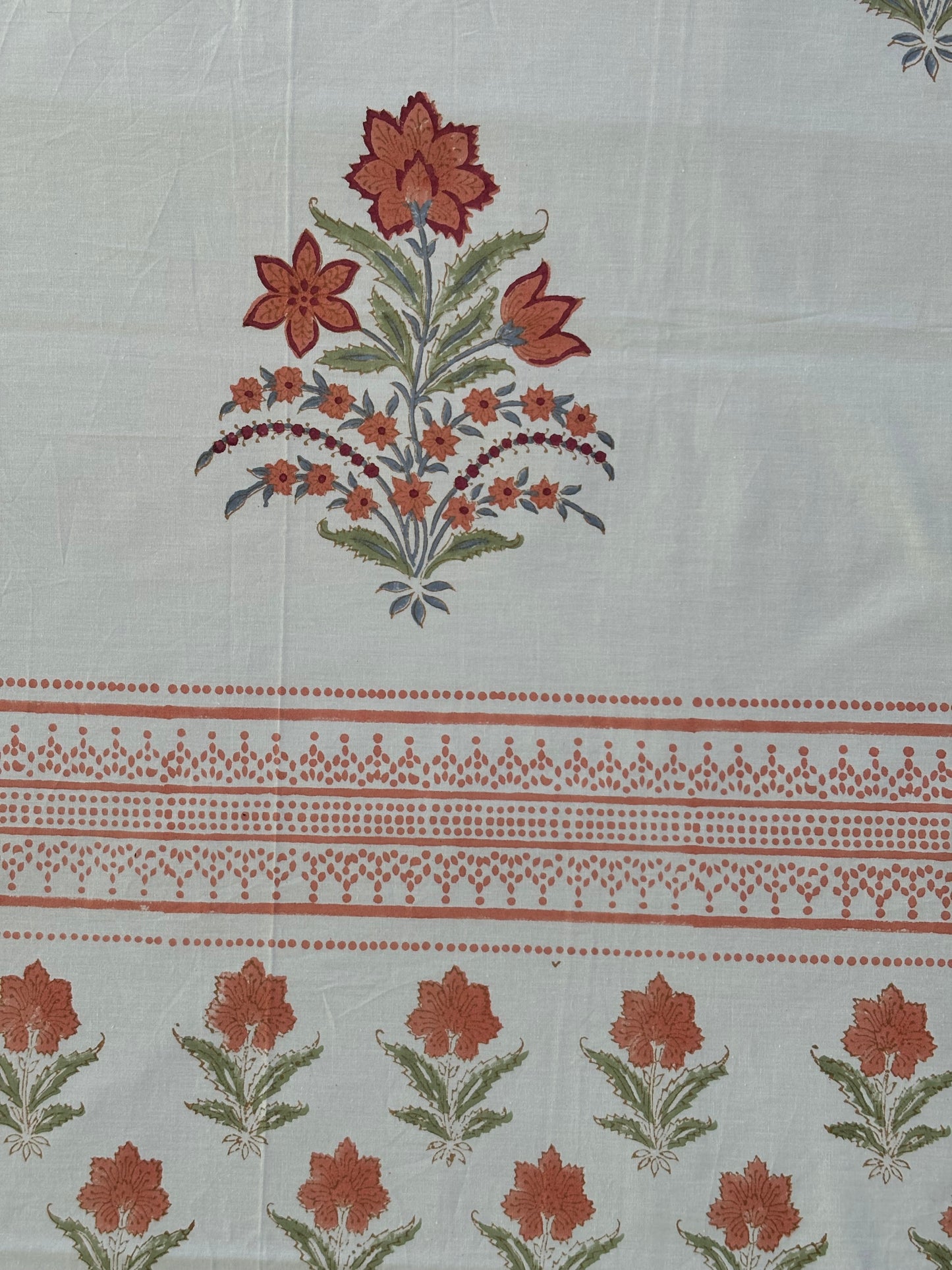 Red Floral Block Print Bedsheet