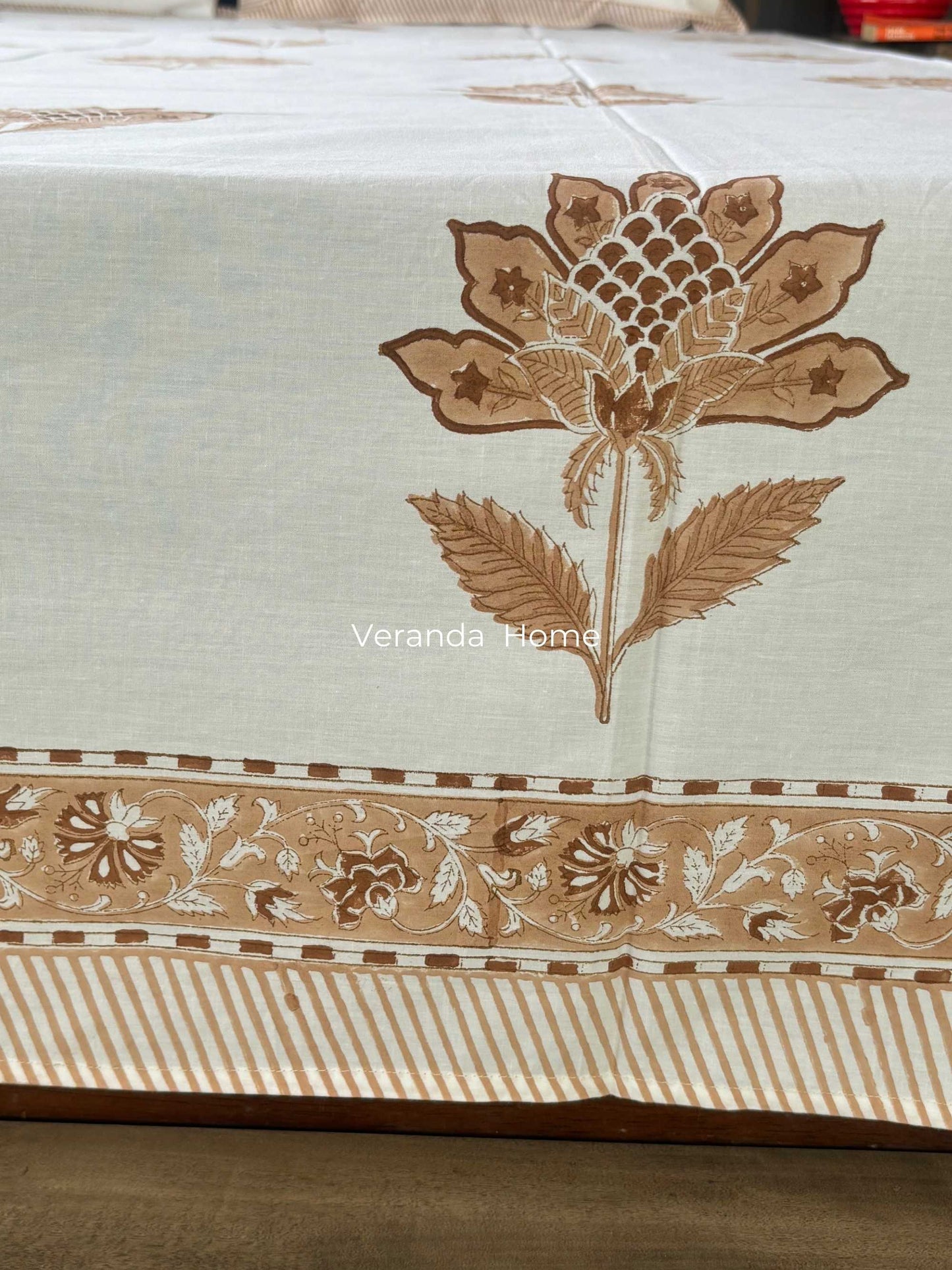 Desert Lotus Block Print Bedsheet