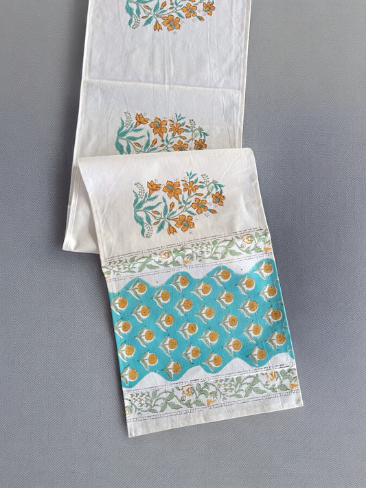 Aqua Cotton Table Runner