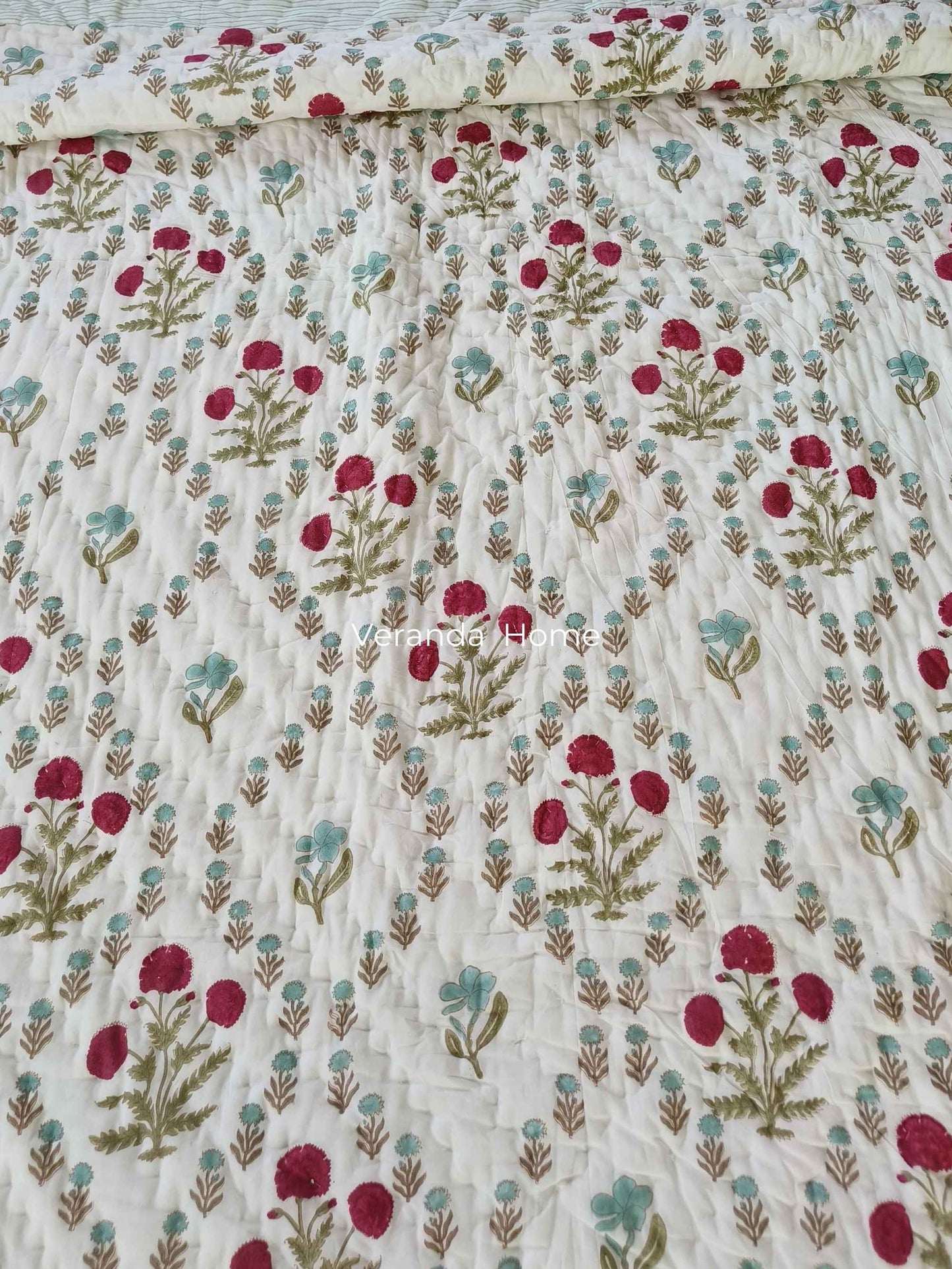 Green Jaal Mulmul Quilt