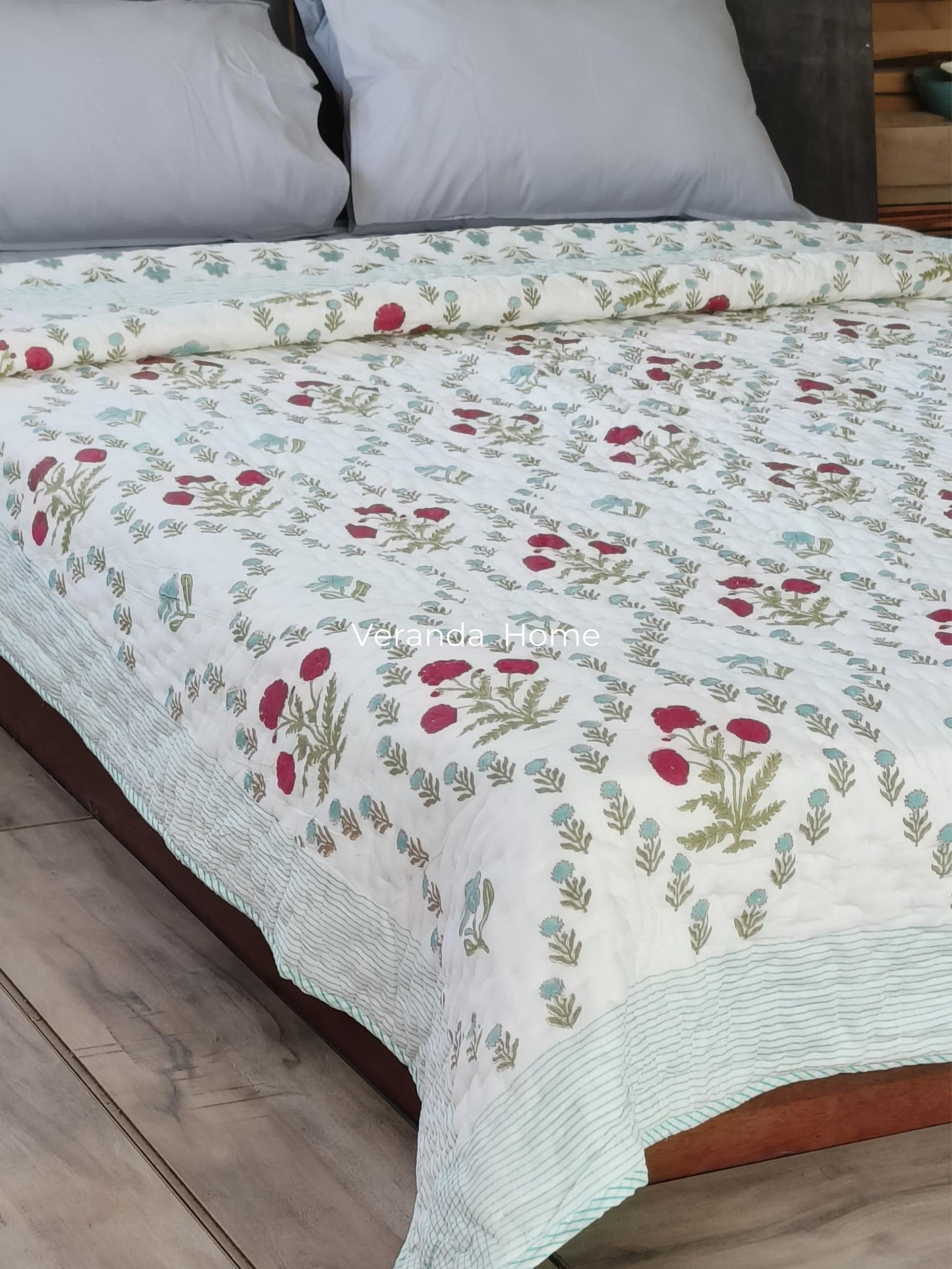 Green Jaal Mulmul Quilt