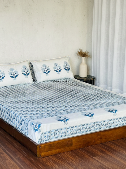 Jaipur Blue Trellis Bedsheet