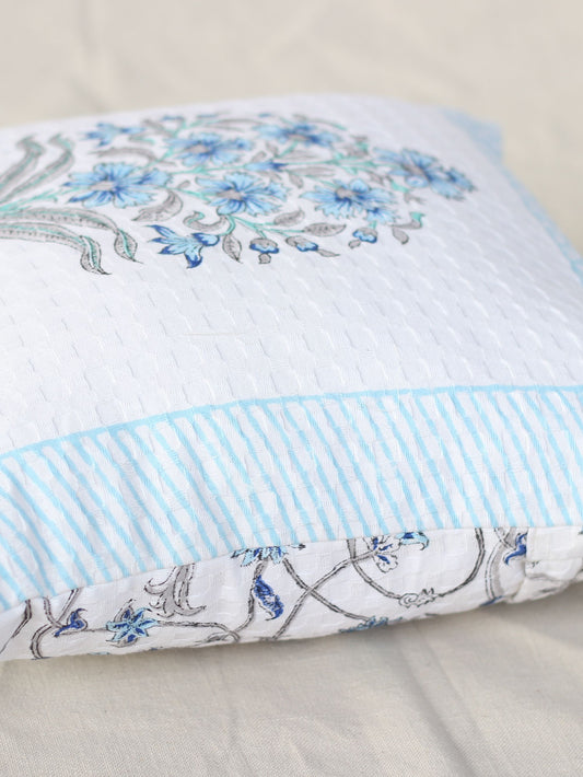 Cyan Harmony Waffle Cushion Cover