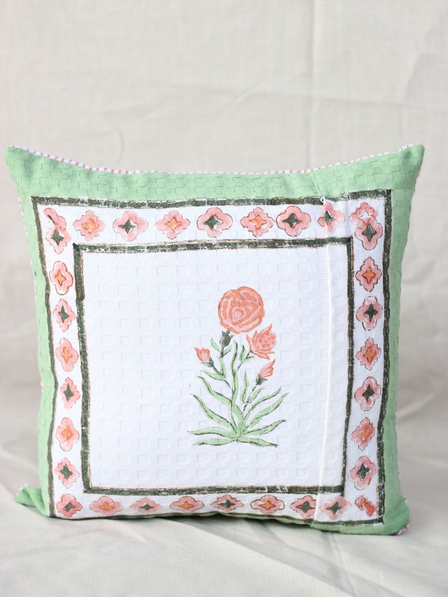 Rosy Vine Waffle Cushion Cover