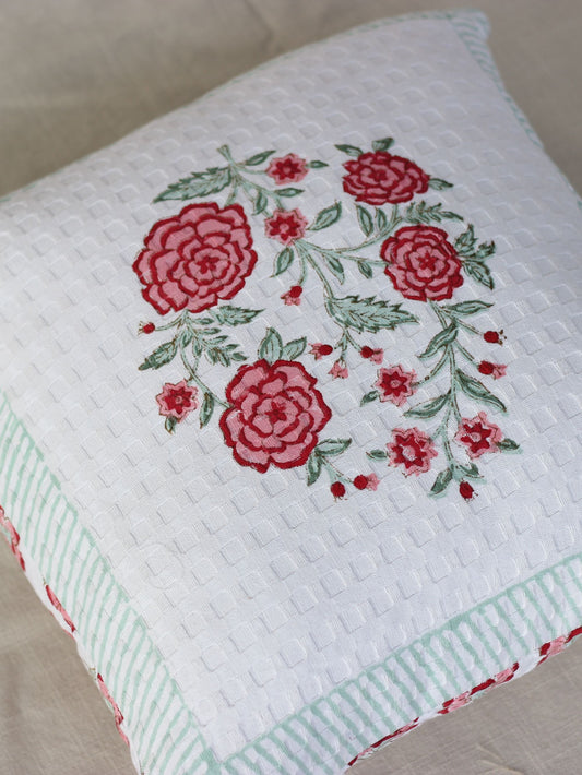 Rose Waffle Cushion Cover