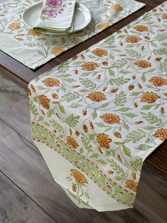 Marigold Meadow Cotton Table Runner