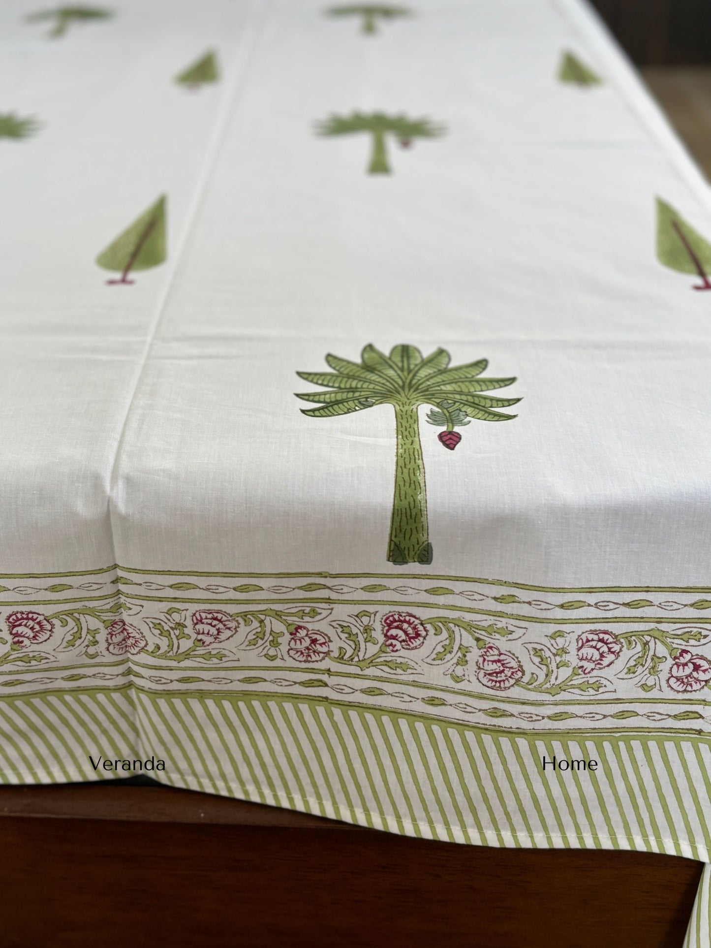 Palm Bloom Block Print Bedsheet