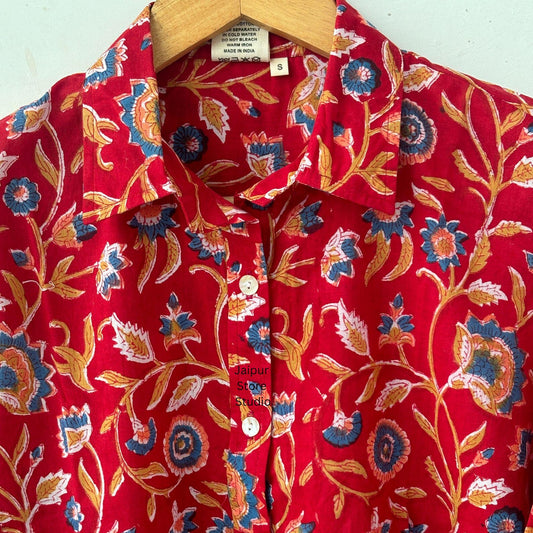 Gulnaar Red Floral Shirt