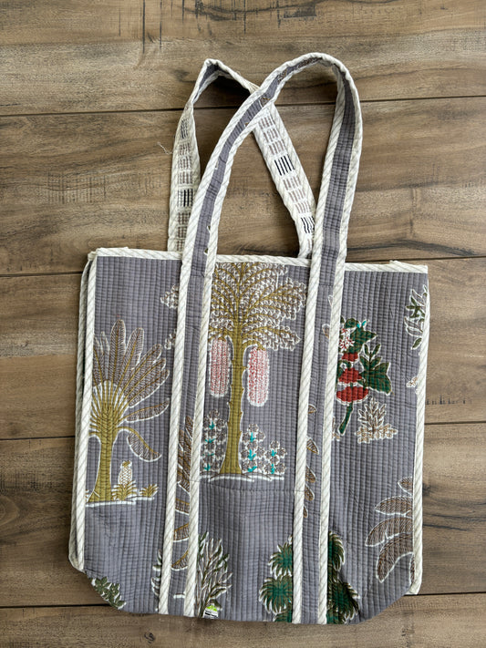 Cotton Block Print Tote Bags