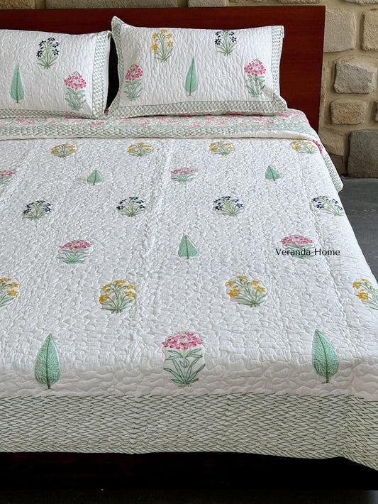 Paanch Butta Cotton Quilted Bedcover