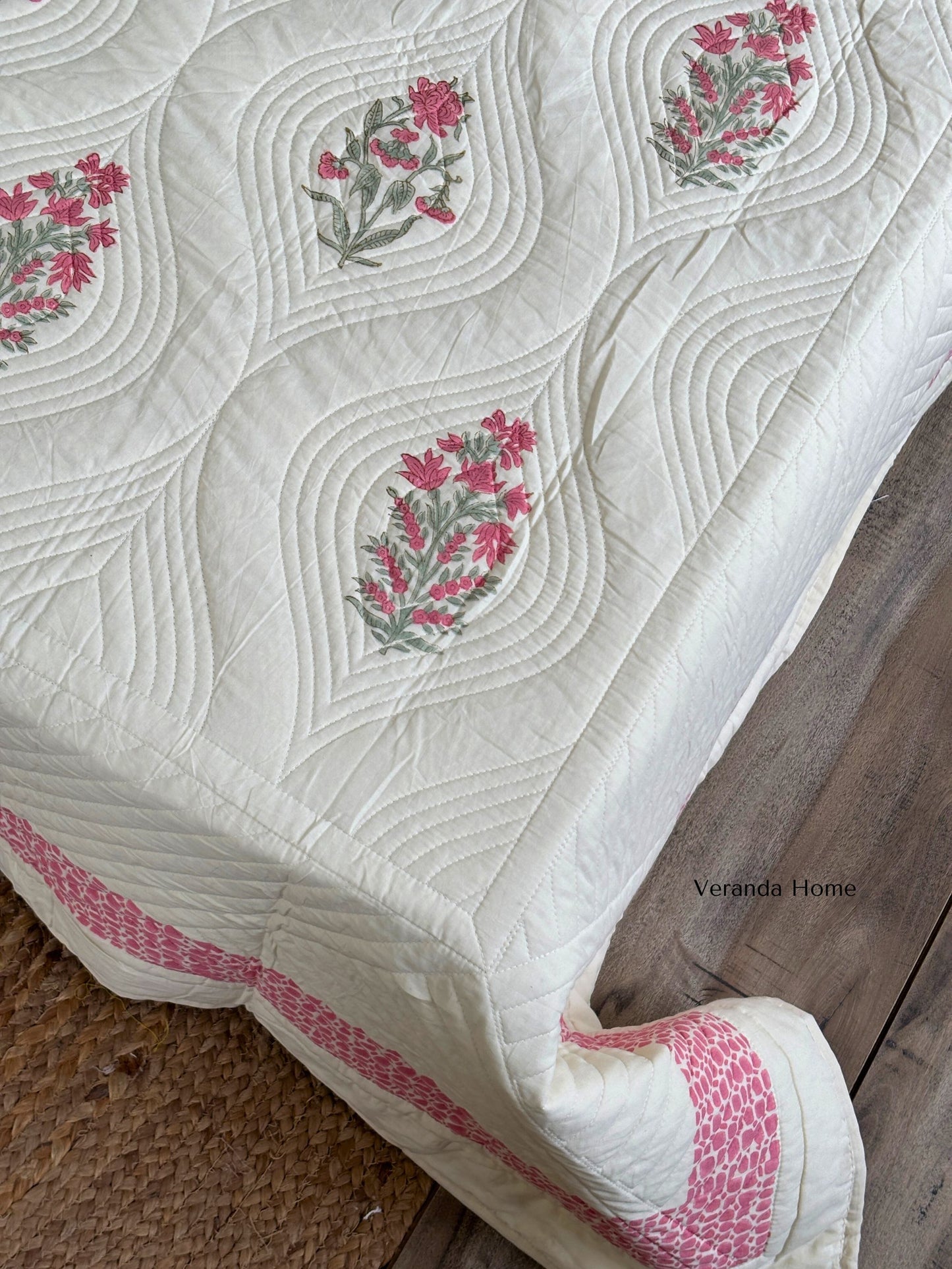 Rose Sandstone Cotton Quilted Bedcover