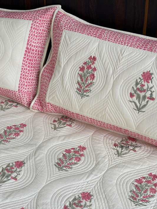 Rose Sandstone Cotton Quilted Bedcover