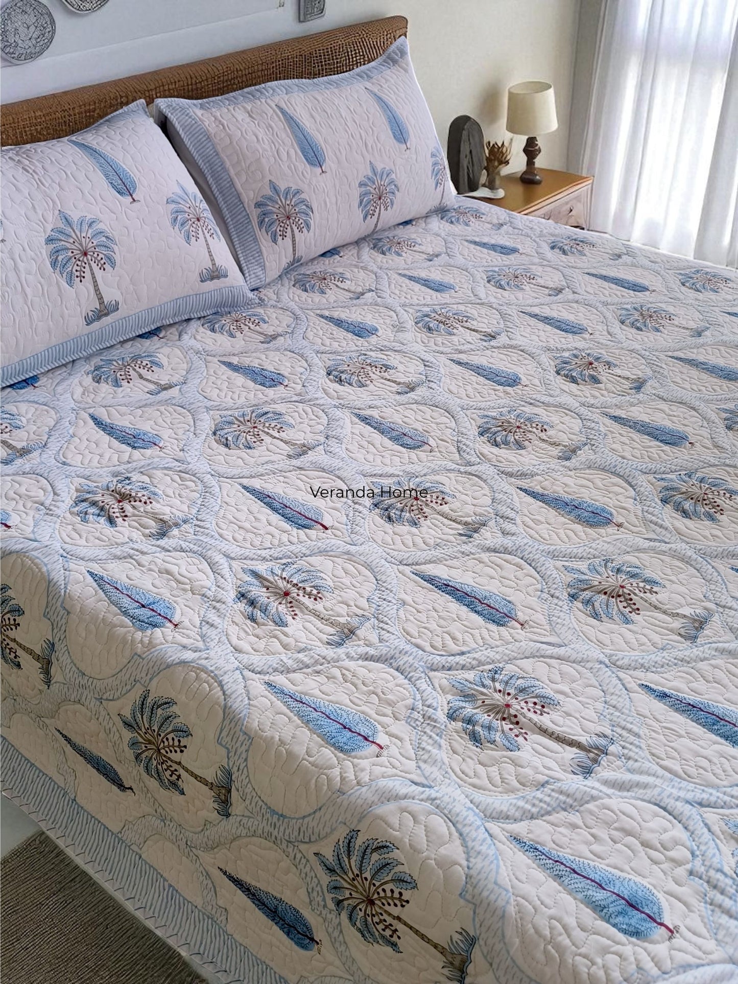 Palm quilted bedcover