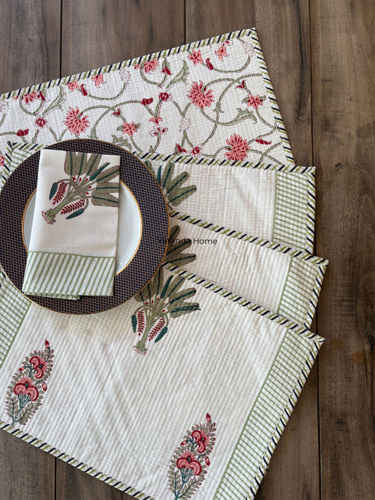 Pink Palmetto Quilted Placemat & Napkin Set