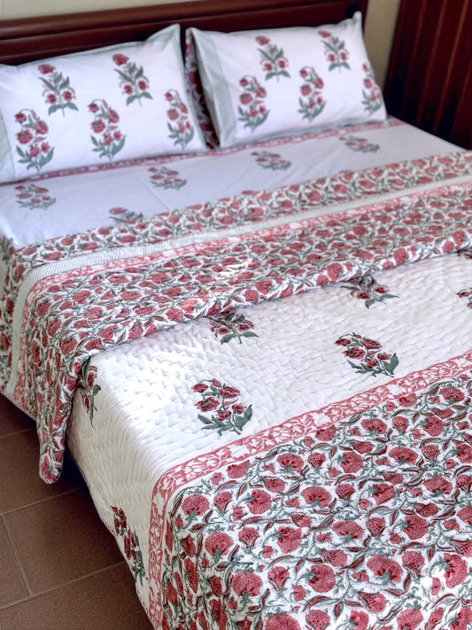 Rosa Block Printed Bedding Set