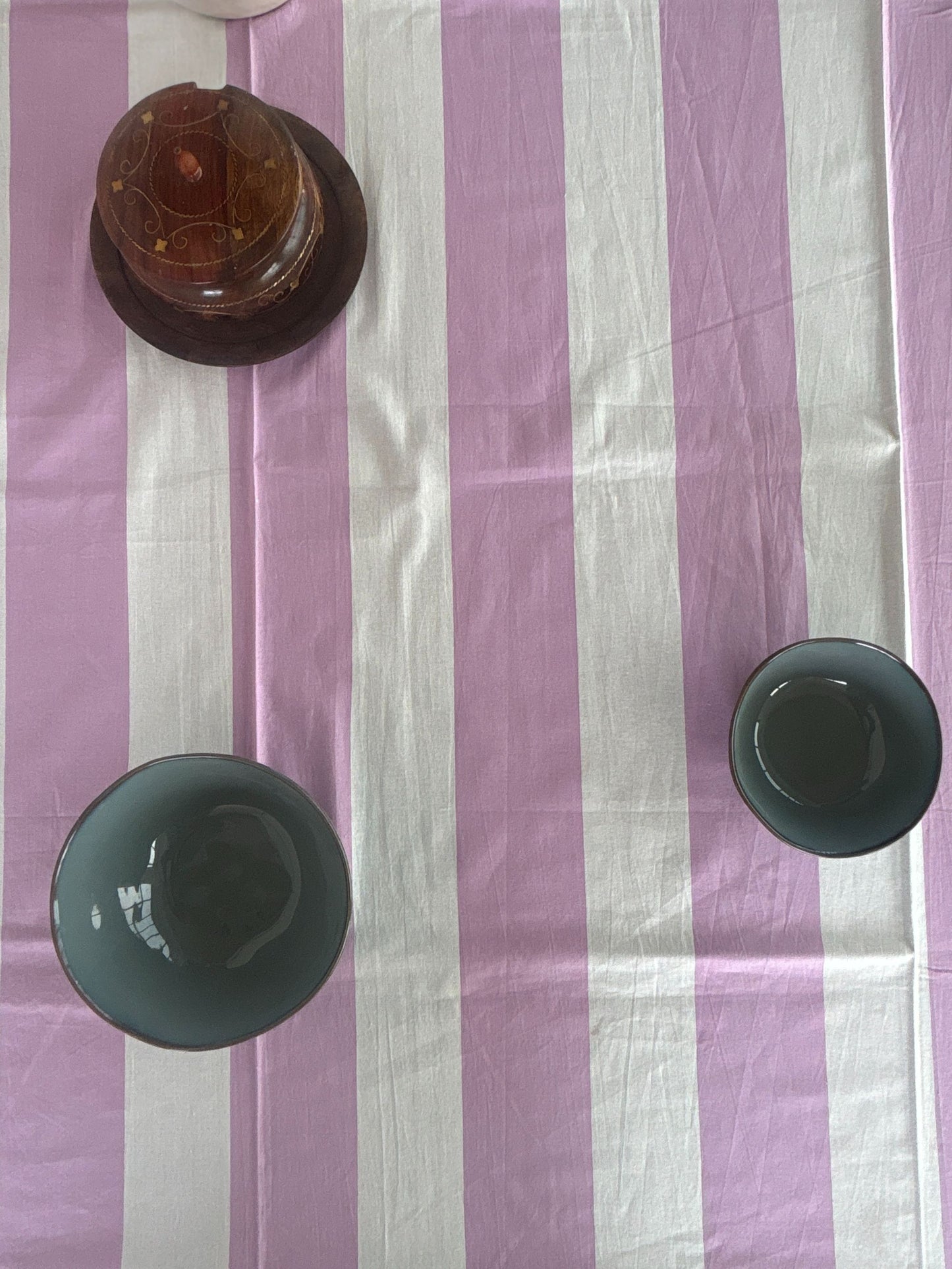 Striped Rectangular Tablecloth Peach & White Dining Table Cover for Home Decor