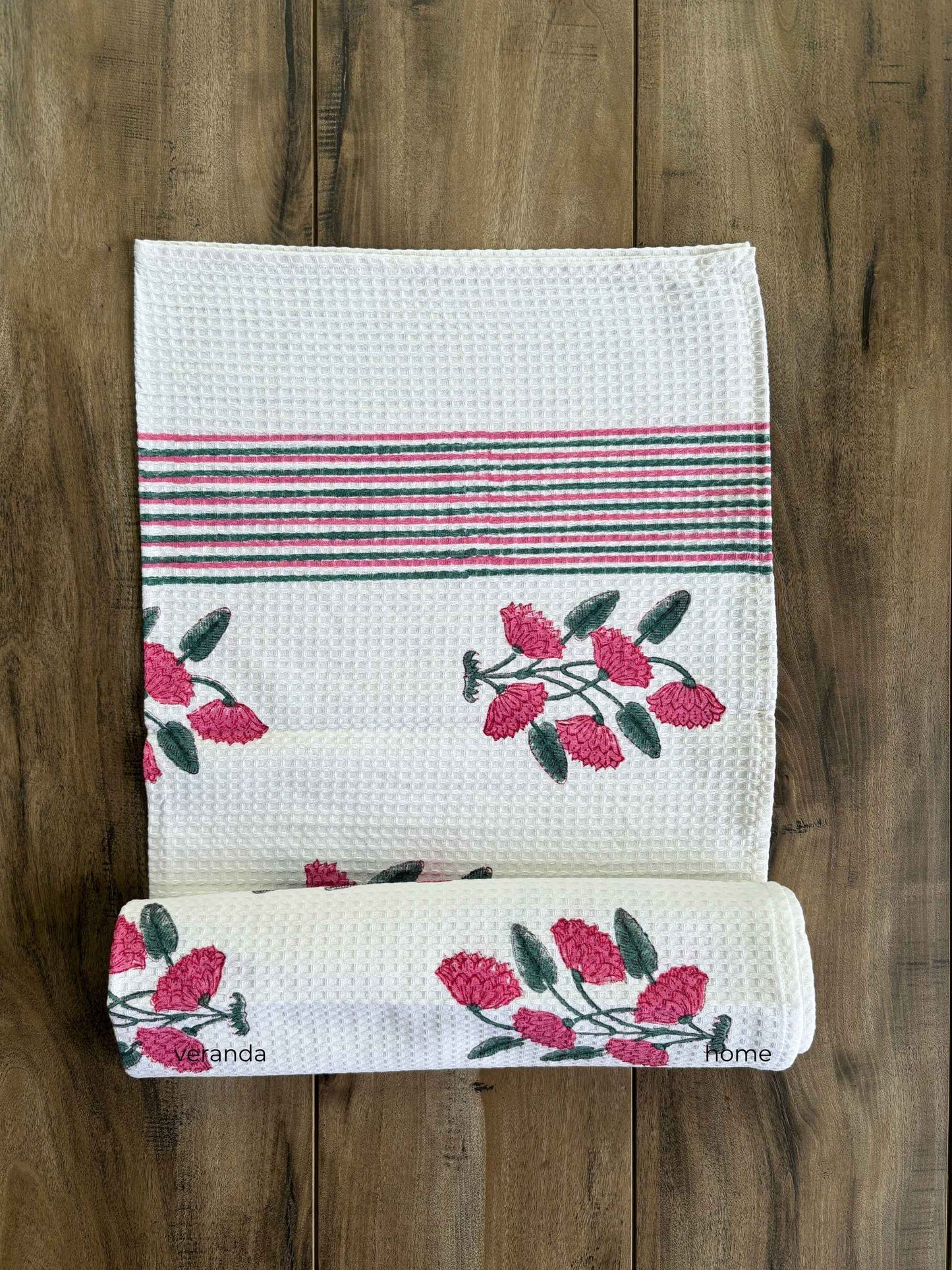 Blush Bloom Cotton waffle Bath Towel