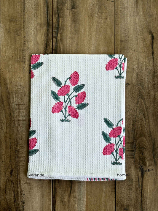 Blush Bloom Cotton waffle Bath Towel