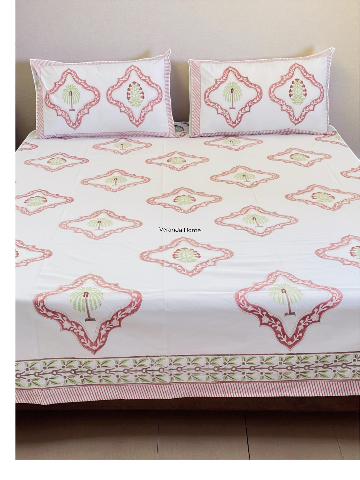 Mughal Butta Medallion Block Print Cotton Bedsheet