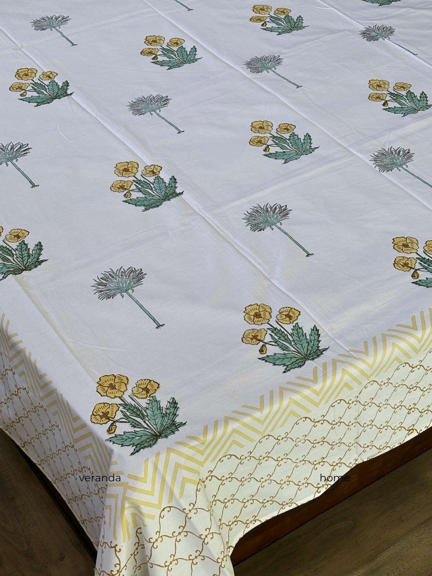 Floral Block Print Bedsheet