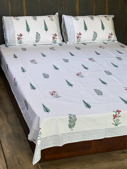 Floral Block Print Bedsheet
