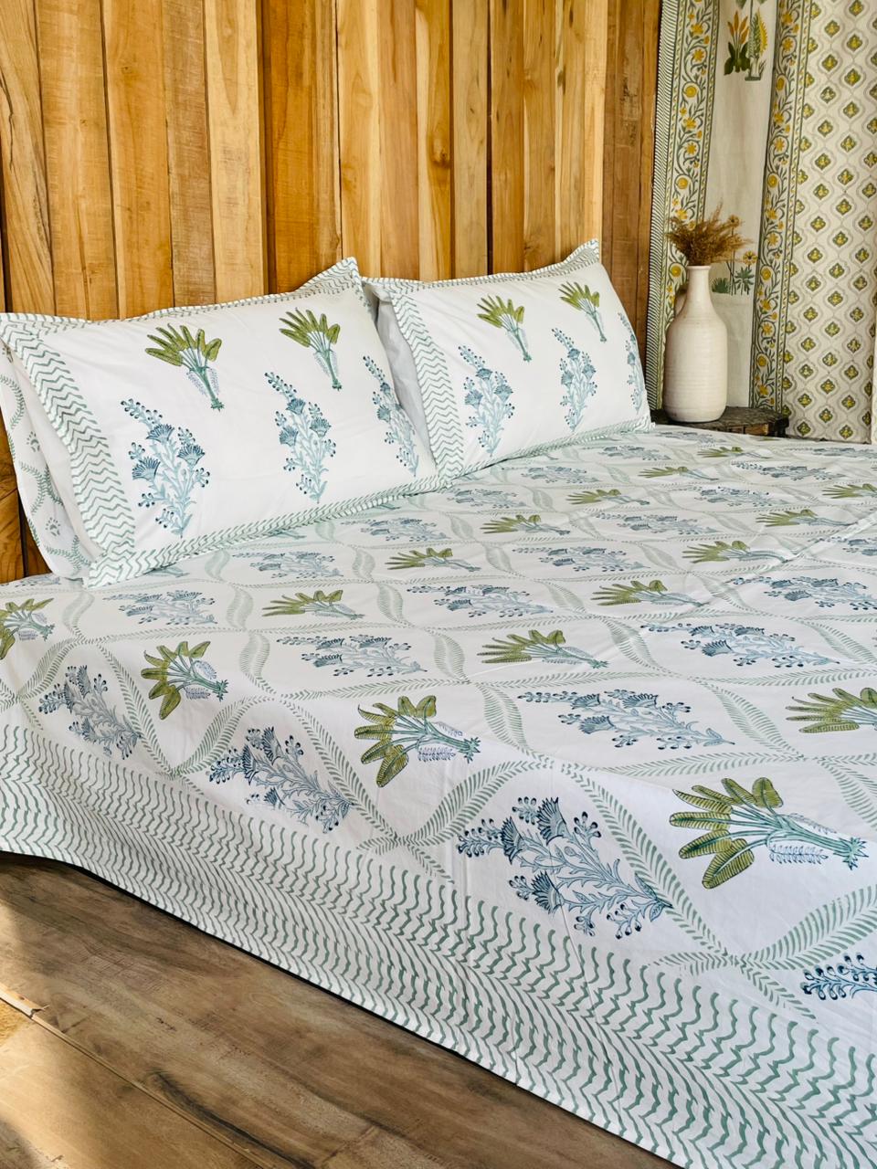 Block Print Botanical Bedsheet