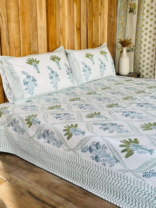 Block Print Botanical Bedsheet