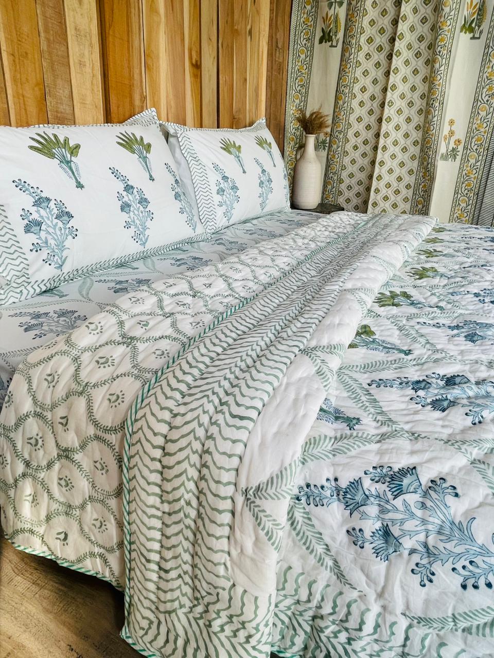 Block Print Botanical Quilt Set