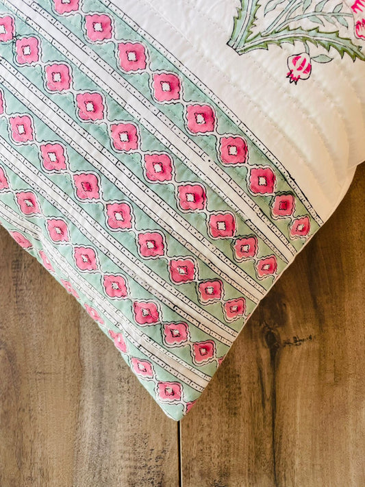Phulwari Quilted Cushion Cover