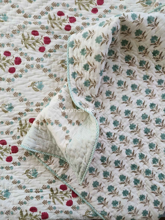 Green Jaal Mulmul Quilt