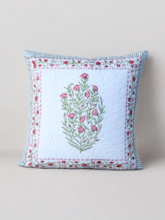 Floral Quilted Cushion Cover