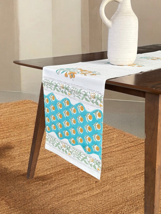 Aqua Cotton Table Runner