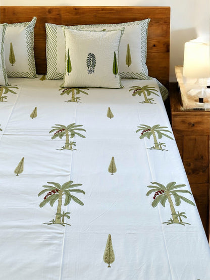 Palm Block Print Bedsheet