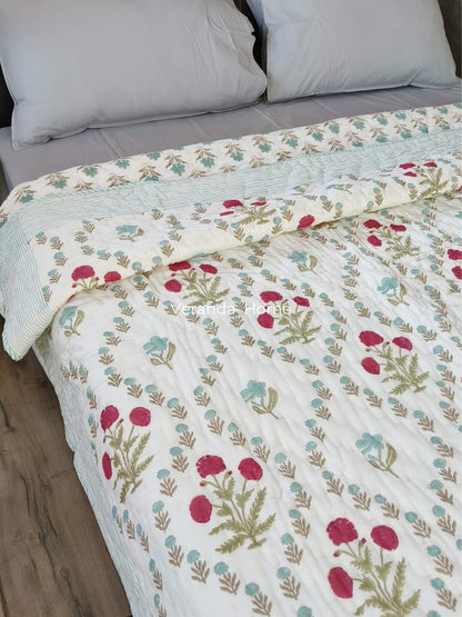 Green Jaal Mulmul Quilt