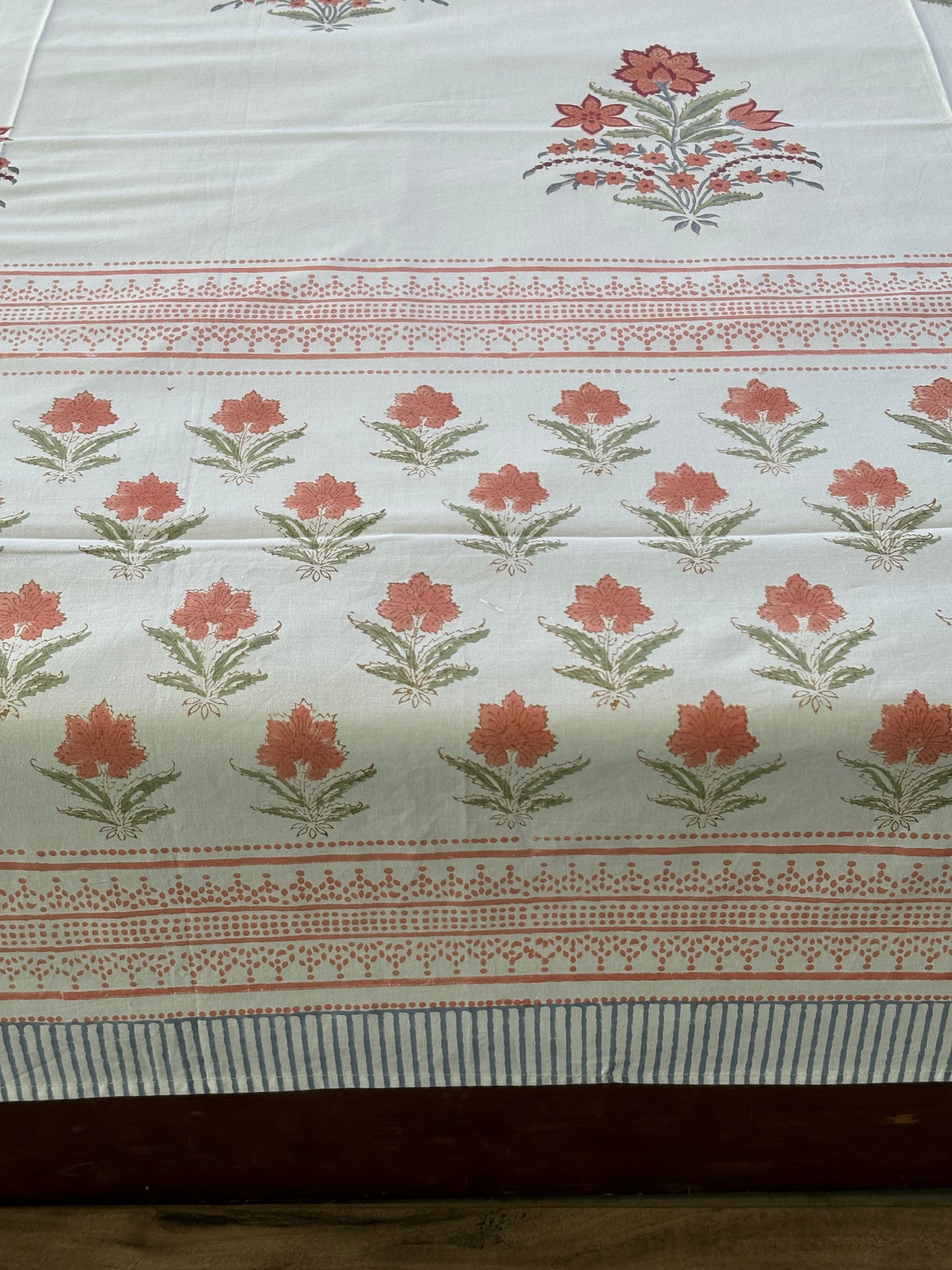 Red Floral Block Print Bedsheet