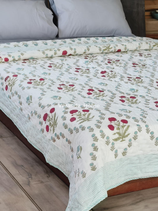 Green Jaal Mulmul Quilt
