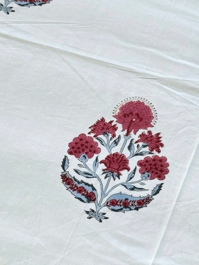 Pink Block Print Bedsheet