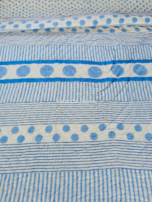 Blue Polka Mulmul Quilt