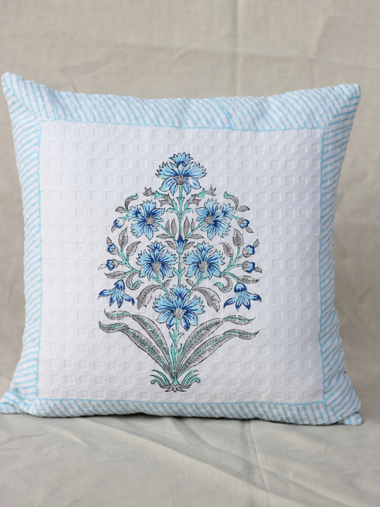Cyan Harmony Waffle Cushion Cover