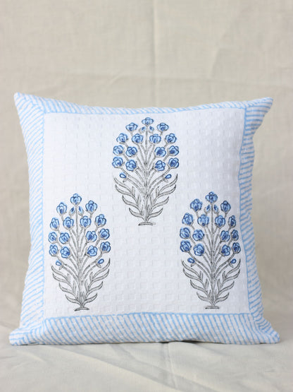 Blue Bud Waffle Cushion Cover