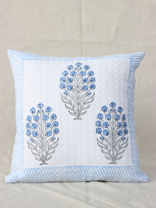 Blue Bud Waffle Cushion Cover