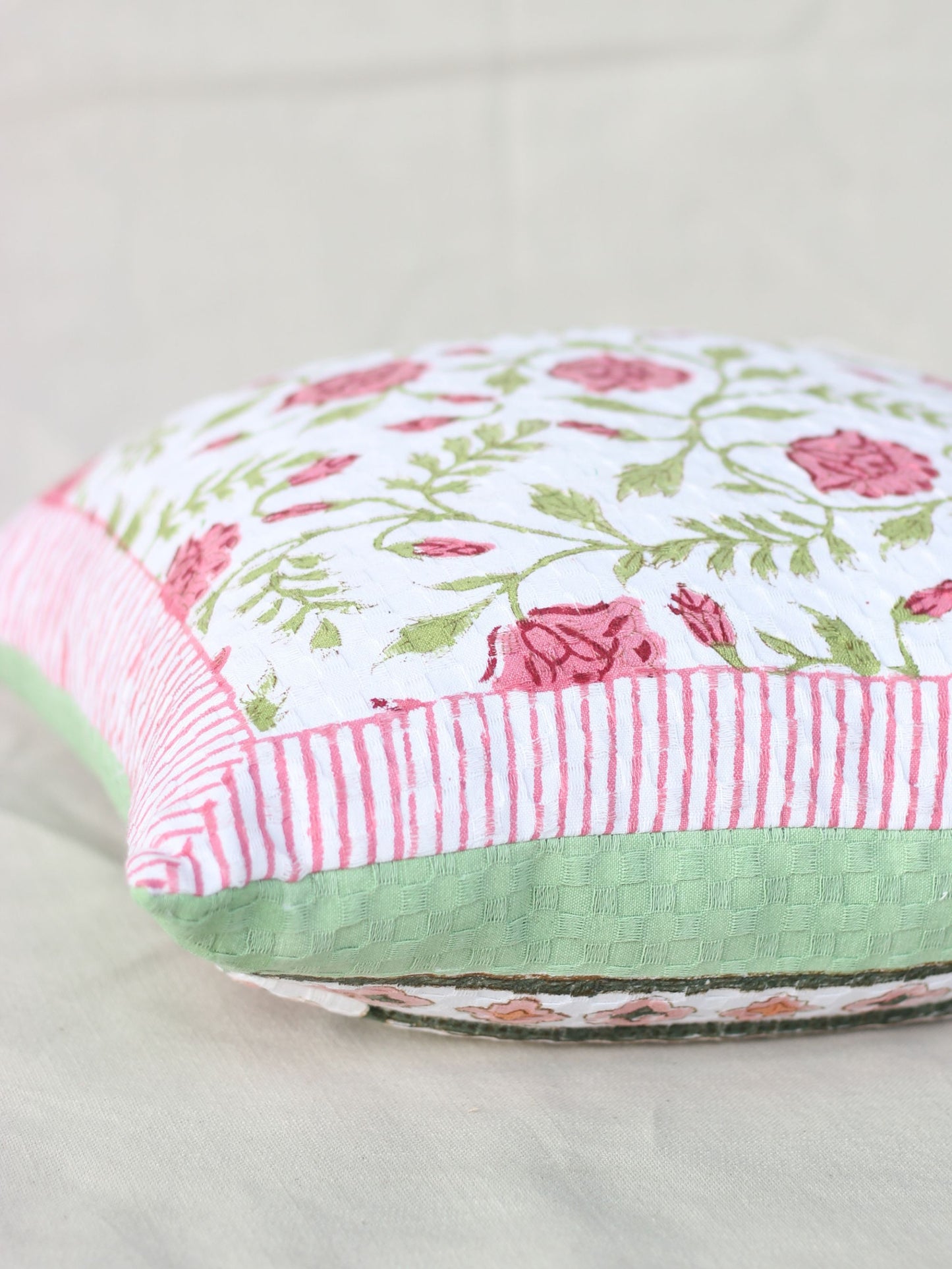 Rosy Vine Waffle Cushion Cover